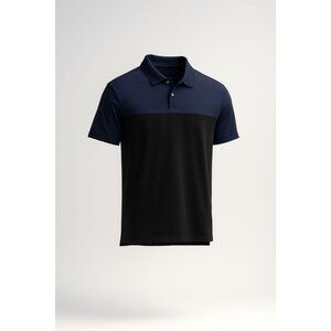 Calvin Klein Polo Shirt Men's Small Colorblock Navy Black Golf Pickleball Casual